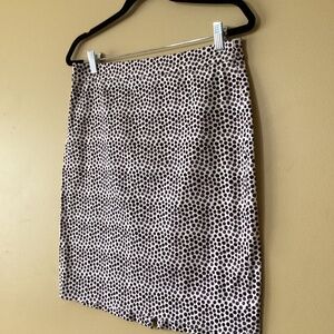 J. Crew Factory Pencil Skirt White Black Gray Polka Dot Back Zip Skirt Sz 6